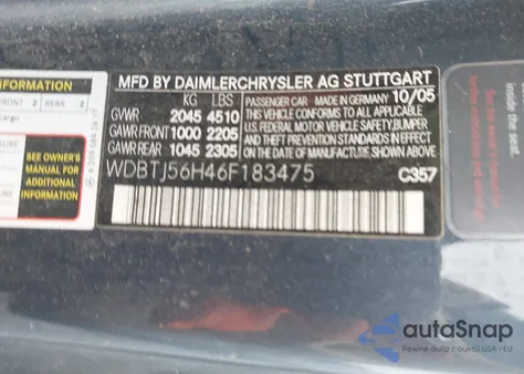 2006 Mercedes-Benz Clk 350 из США, поврежденный, VIN WDBTJ56H46F183475